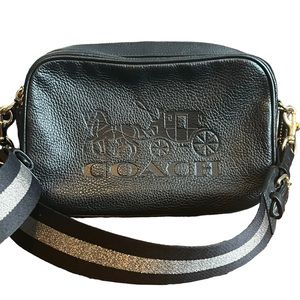 Coach JES black crossbody with horse & carriage bag. Style F75818.